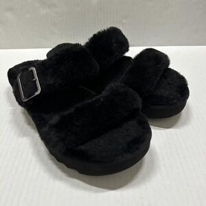 Koolaburra By UGG Shoes Womens Size 7 38 Black Furr-ah Buckle Slide Slippers